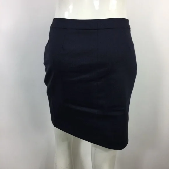 Rag & Bone Wool & Leather Wrap Skirt Navy 2